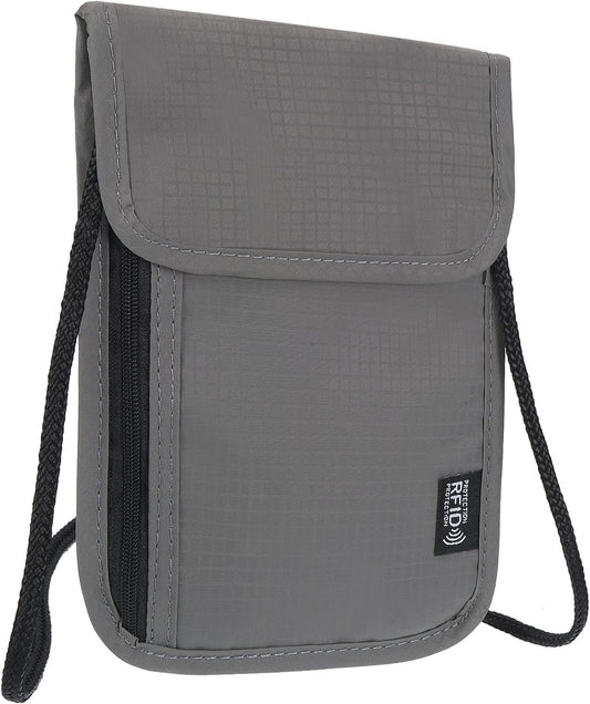 PATIKIL Neck Wallet, Passport Holder Neck Pouch RFID Blocking Waterproof Neck Travel Wallet for Women & Men, Gray