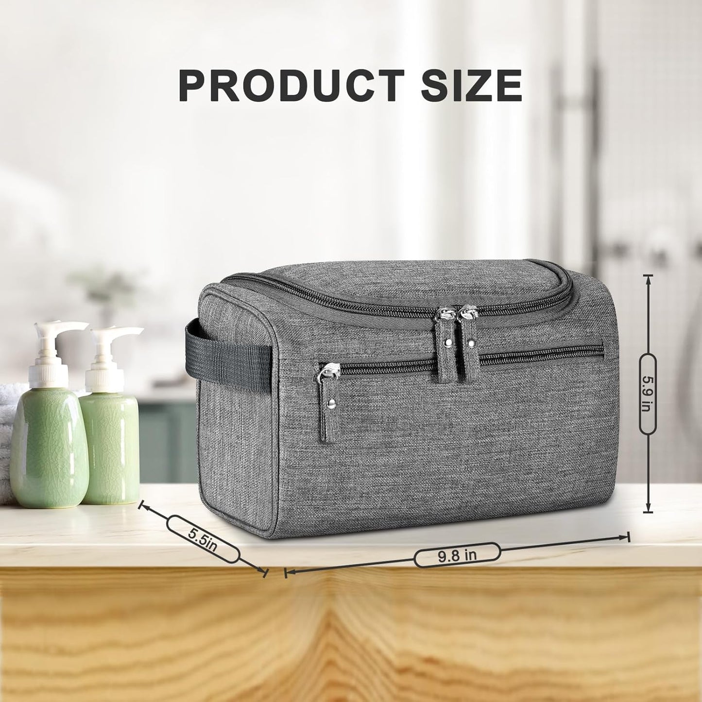 Hanging Toiletry Bag for Women and Men Traveling Makeup Large Capacity Cosmetics Portable Dopp Kit Storage Organizer Bag with Hanging Hook for Toiletries Brushes Shaving Tools (Gray)