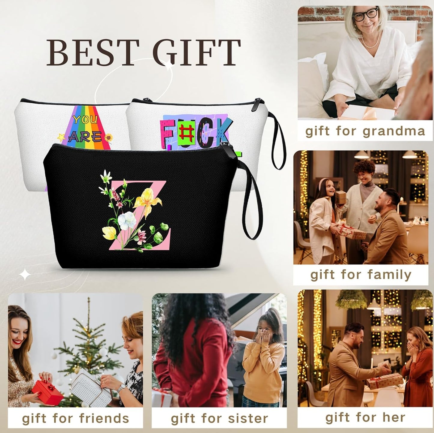 SEAMOON Bride to be Birthday Womens Unique Initial Monogram Gifts for Women Mom Personalized Travel Makeup Cosmetic Bag with Mirror Valentines Mothers Day Christmas Graduation Z