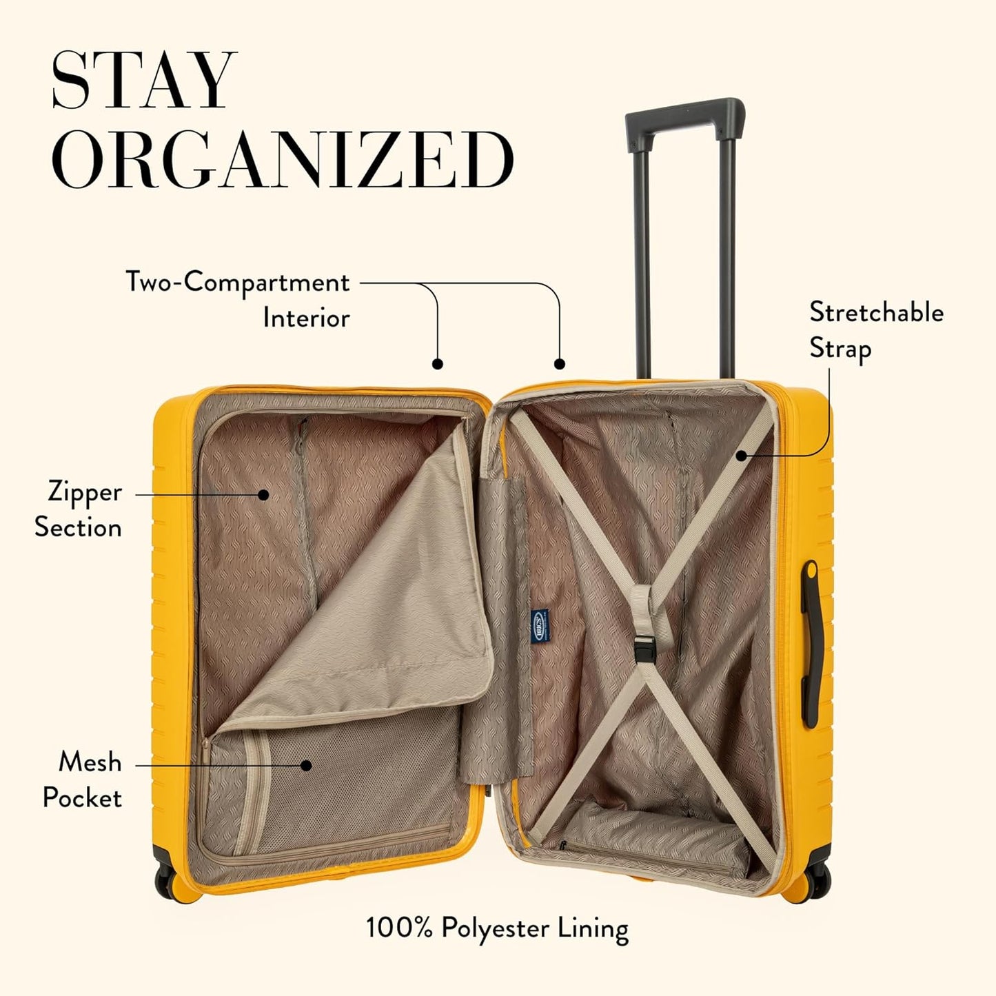 Bric's B|Y Ulisse Spinner Suitcase, Expandable Hard Shell Luggage with TSA Lock and Smooth 360° Wheels 28" – Mango