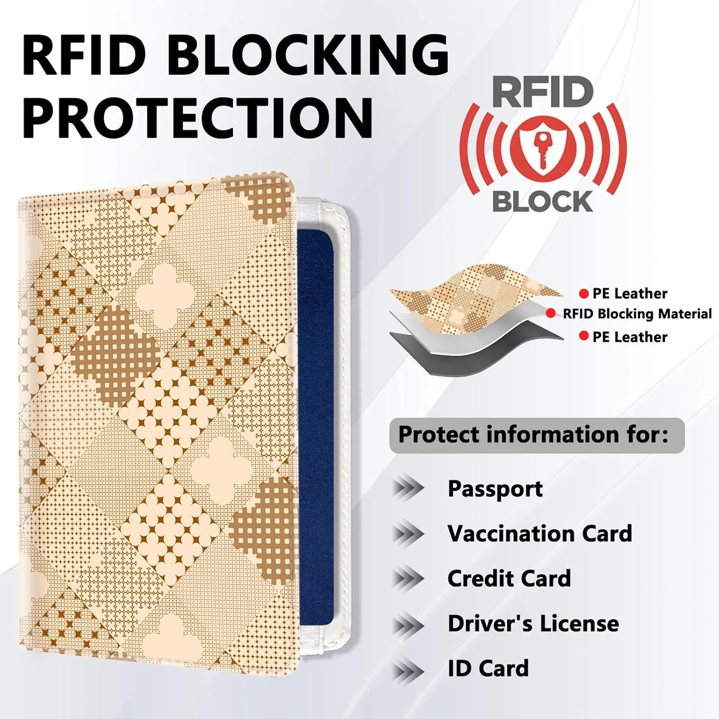 Passport Holder for Travel, Cute Passport Cover for Women Men, Waterproof PU Leather Rfid Blocking Passport Wallet with Credit Card Case for Travel Family, Boys Girls Travel Essentials