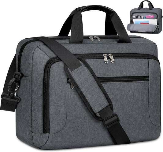 Laptop Bag 15.6 Inch Laptop Briefcase Computer Bag for Men Women Waterproof Business Office Work Large Laptop Case 15.6 Inch Adjustable Shoulder Messenger Bag Grey