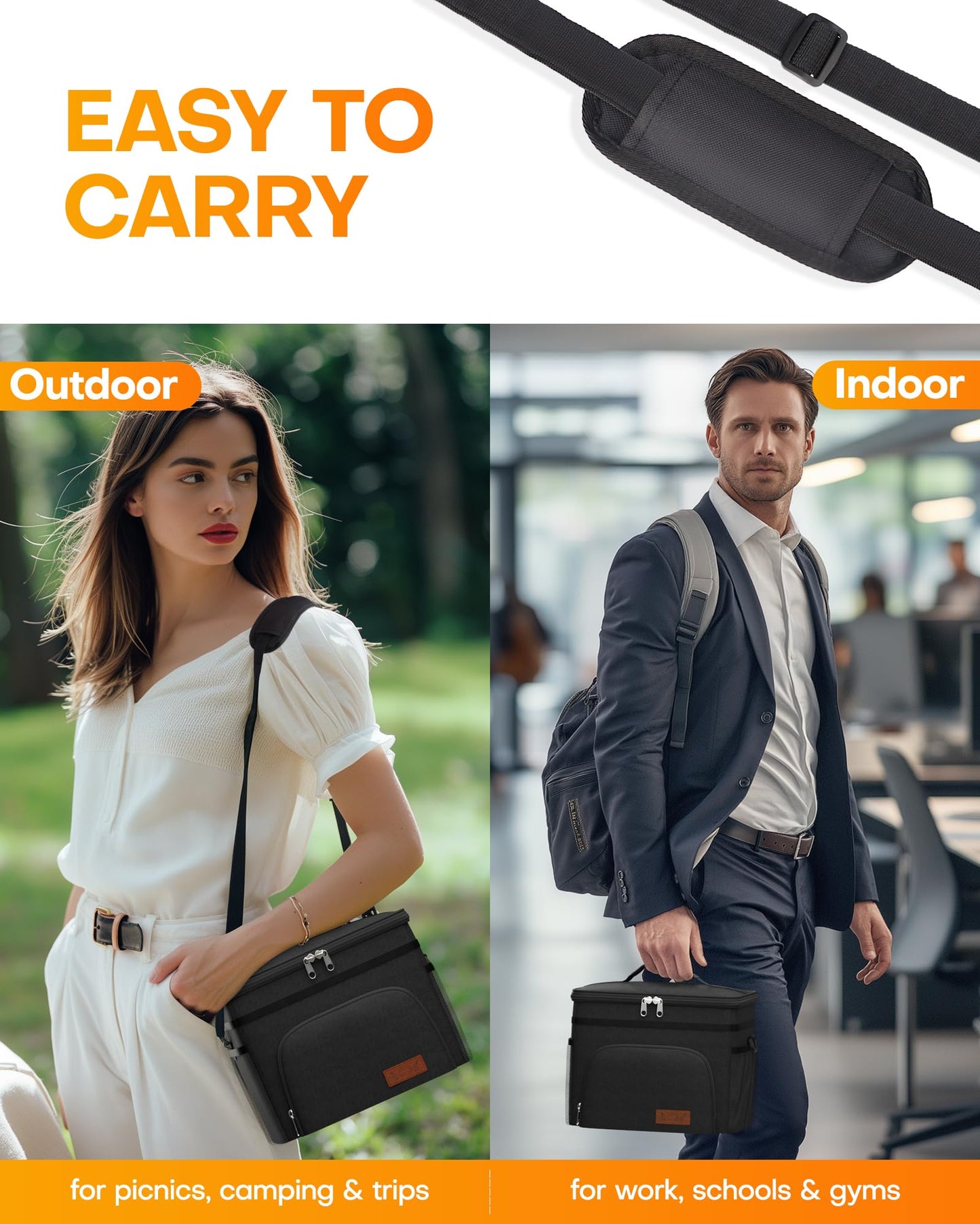 HOTOR Insulated Lunch Box Men Women Leak-Proof Cooler Lunch Bag 9L