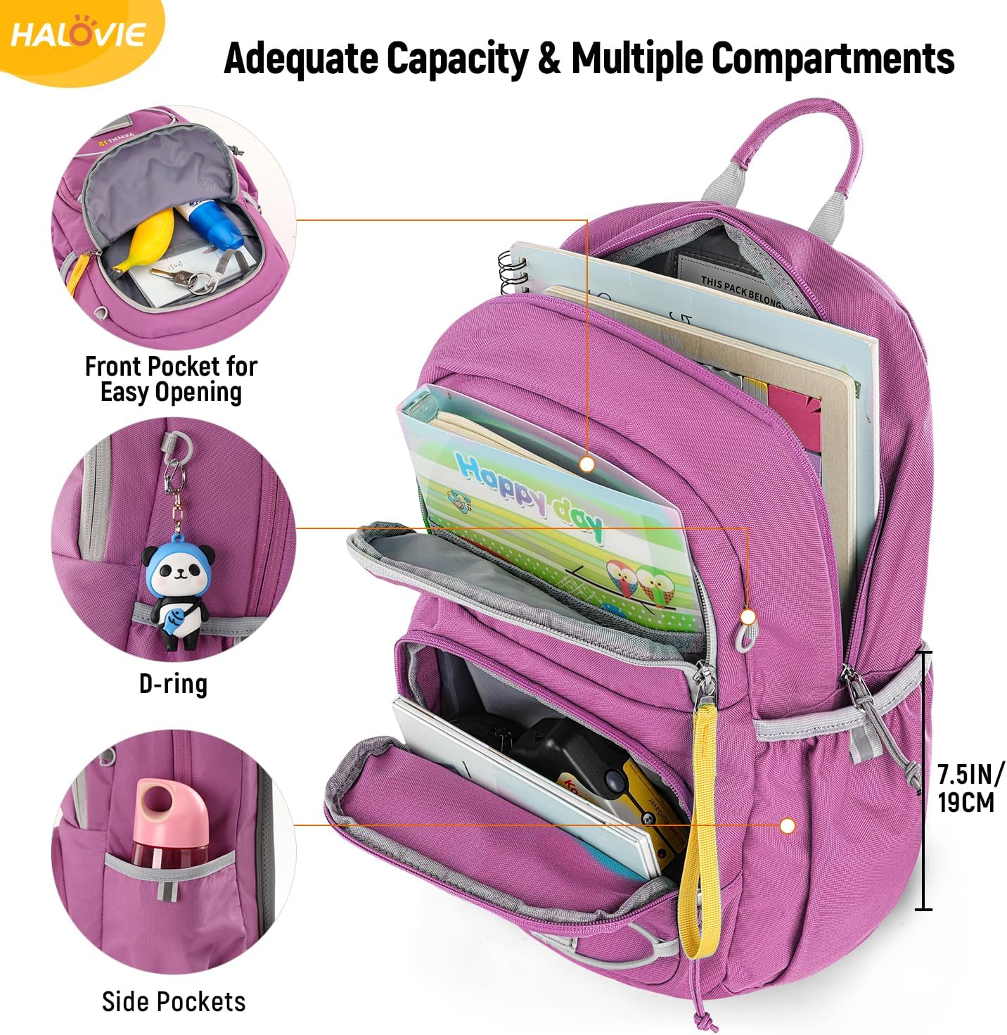 HALOVIE Kids Travel Backpack Lightweight Small Kids Daypack Preschool Kindergarten Children SchoolBag for Boys Girls