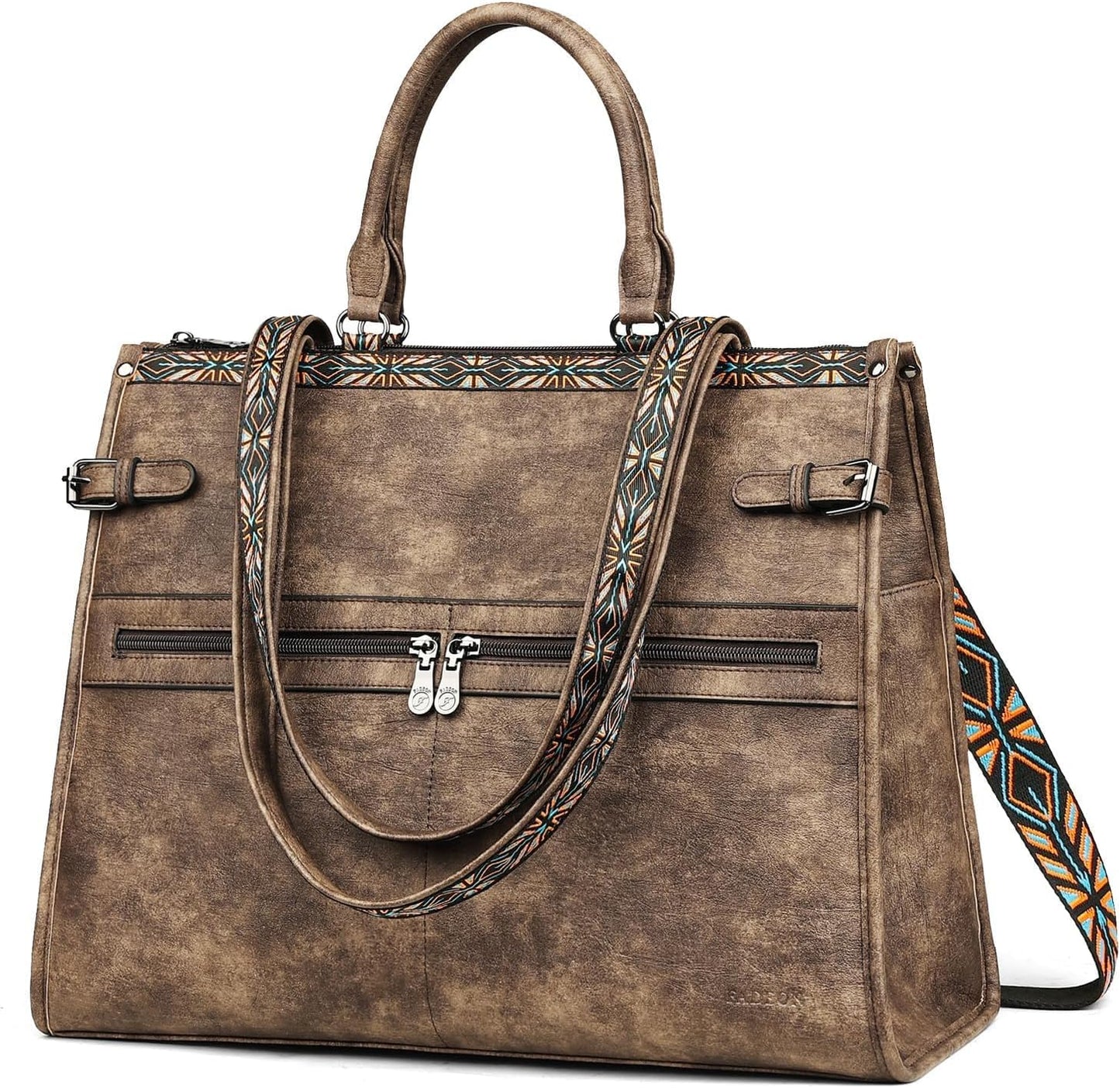 FADEON Laptop Bag for Women Designer PU Leather Large Tote Bags Backpack Purses with 15.6 Laptop Compartment Shoulder Handbag