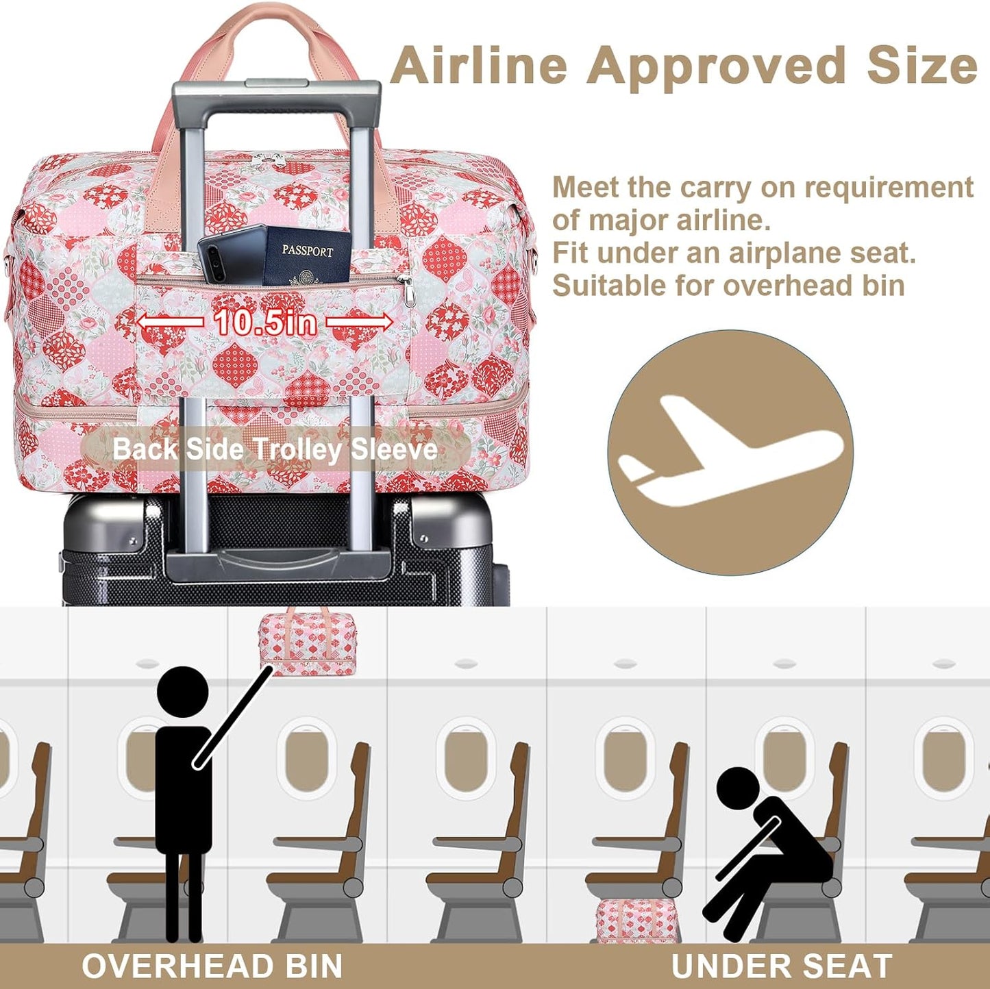 IBFUN Weekender Bags for Women, Travel Duffle Bag with Shoe Compartment Carry on Weekender Overnight Duffel for Weekend Travel Business Trip 3PCS