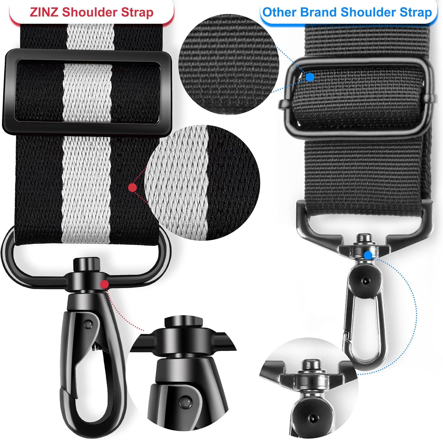 ZINZ 79.5" Universal Bag Strap with Ultra-Thick Fixed Breathable Pad Adjustable Heavy-Duty Shoulder
