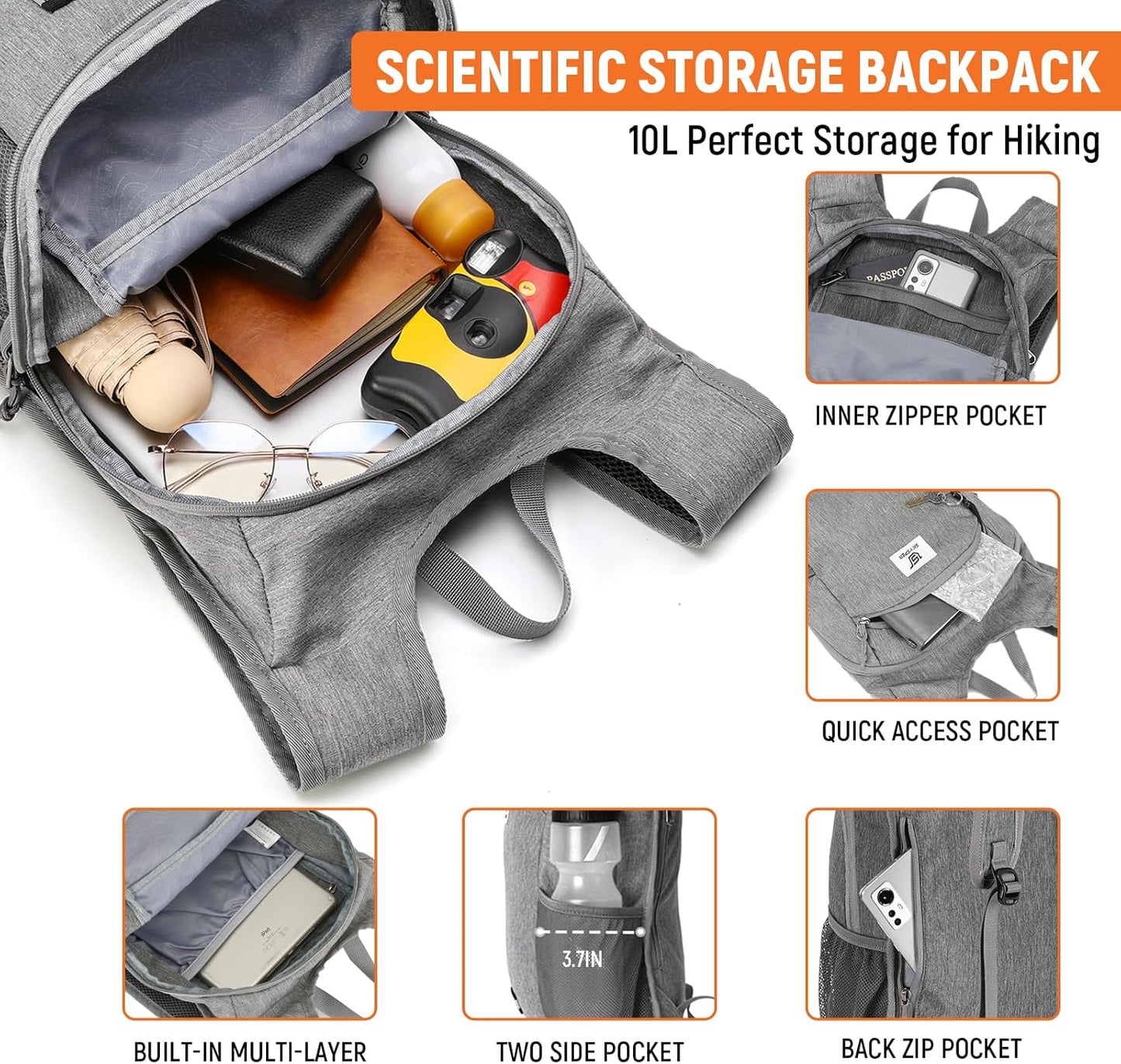 SKYSPER 10L Hiking Backpack, Foldable & Packable Lightweight Daypack for Travel, Collapsible Small