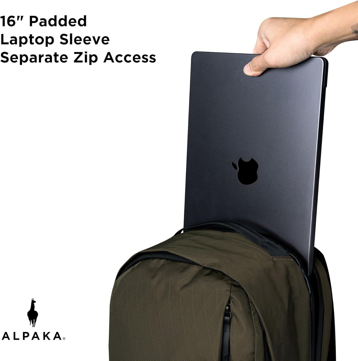 ALPAKA Metro Backpack Pro for Men - Fits 15.6" Laptop Business Travel Backpack with YKK Zippers, MOD Key Leash & Luggage Pass-through, Weatherproof X-pac Material Work Bag(Olive Green)