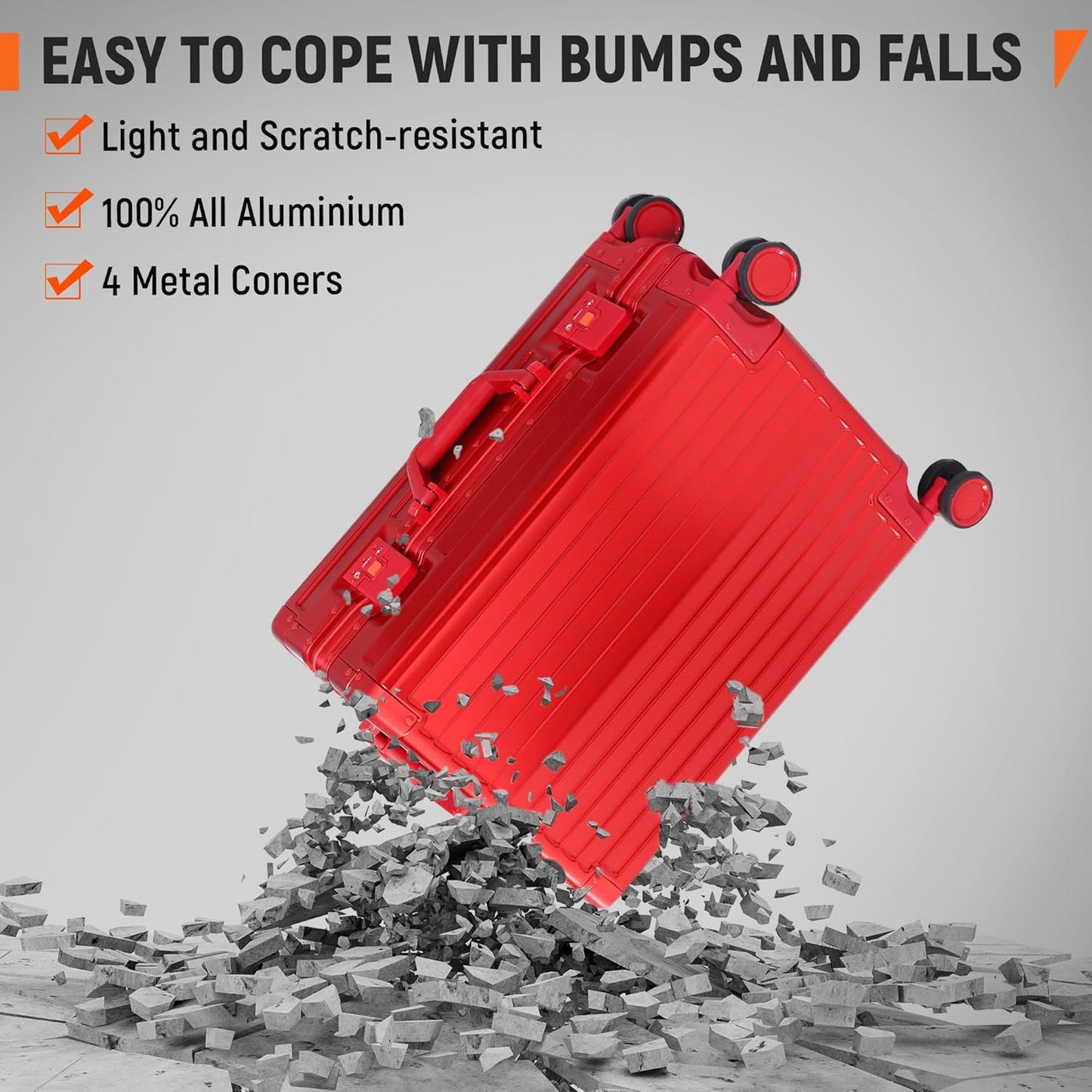 UrbanExplorer All Aluminum Carry On Luggage 22x14x9 Airline Approved Heavy Duty Hard Shell