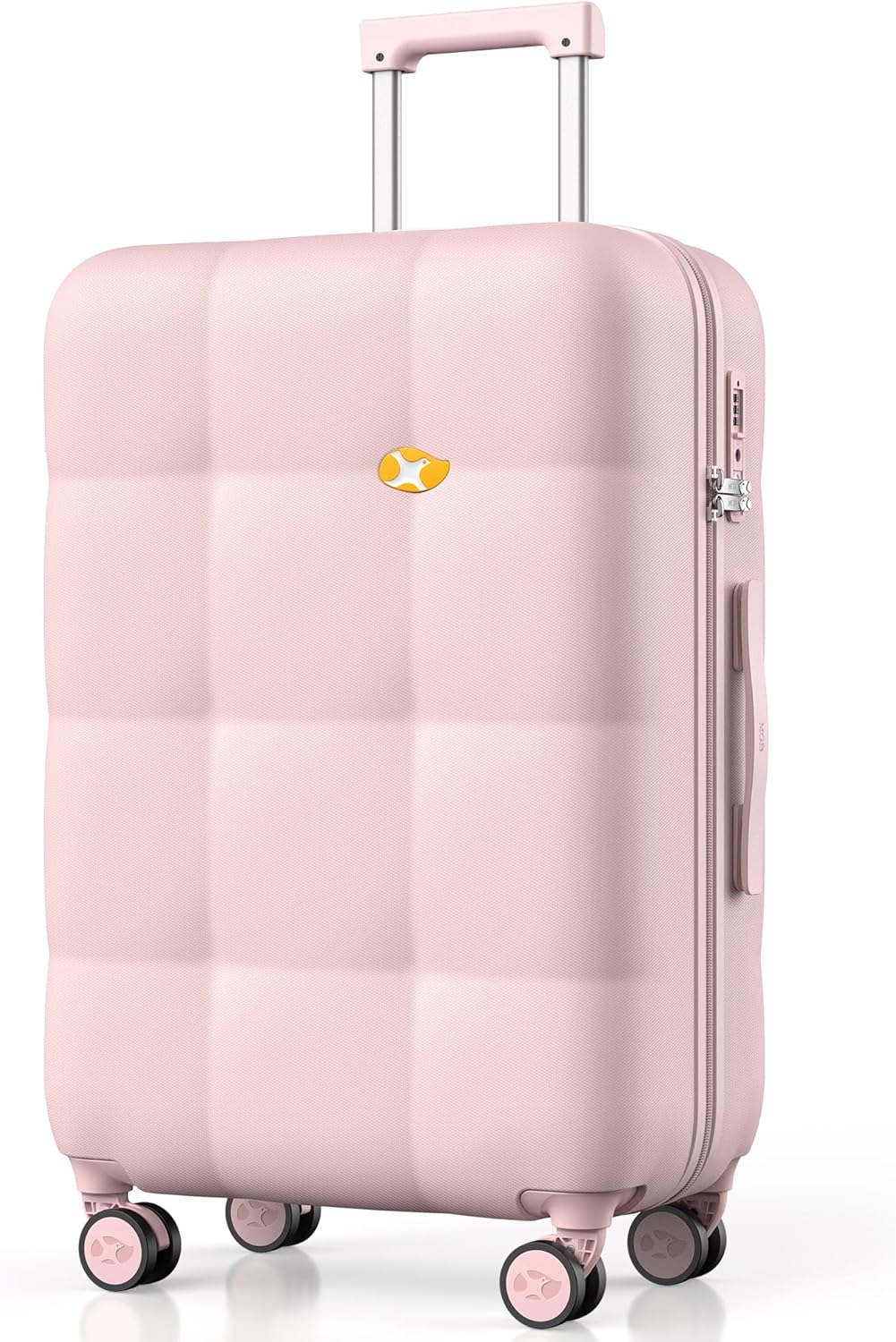 MGB 26-Inch Hardside Suitcases with Wheels, Medium Checked Luggage with 360°Spinner Wheels - Scratch Resistant Hardshell - TSA Lock - Polycarbonate Shell for Lightweight Travel - Pink