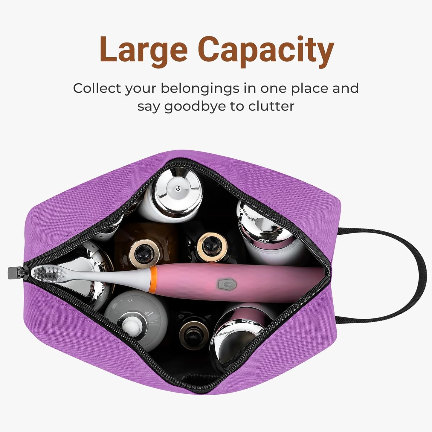 Elviros Travel Toiletry Bag for Women and Men, Lightweight Makeup Bag Hanging Dopp Kit with Shaving Compartment Cosmetic Organizer Small Tool Bag Travel Essentials Gift for Women, Grape Purple
