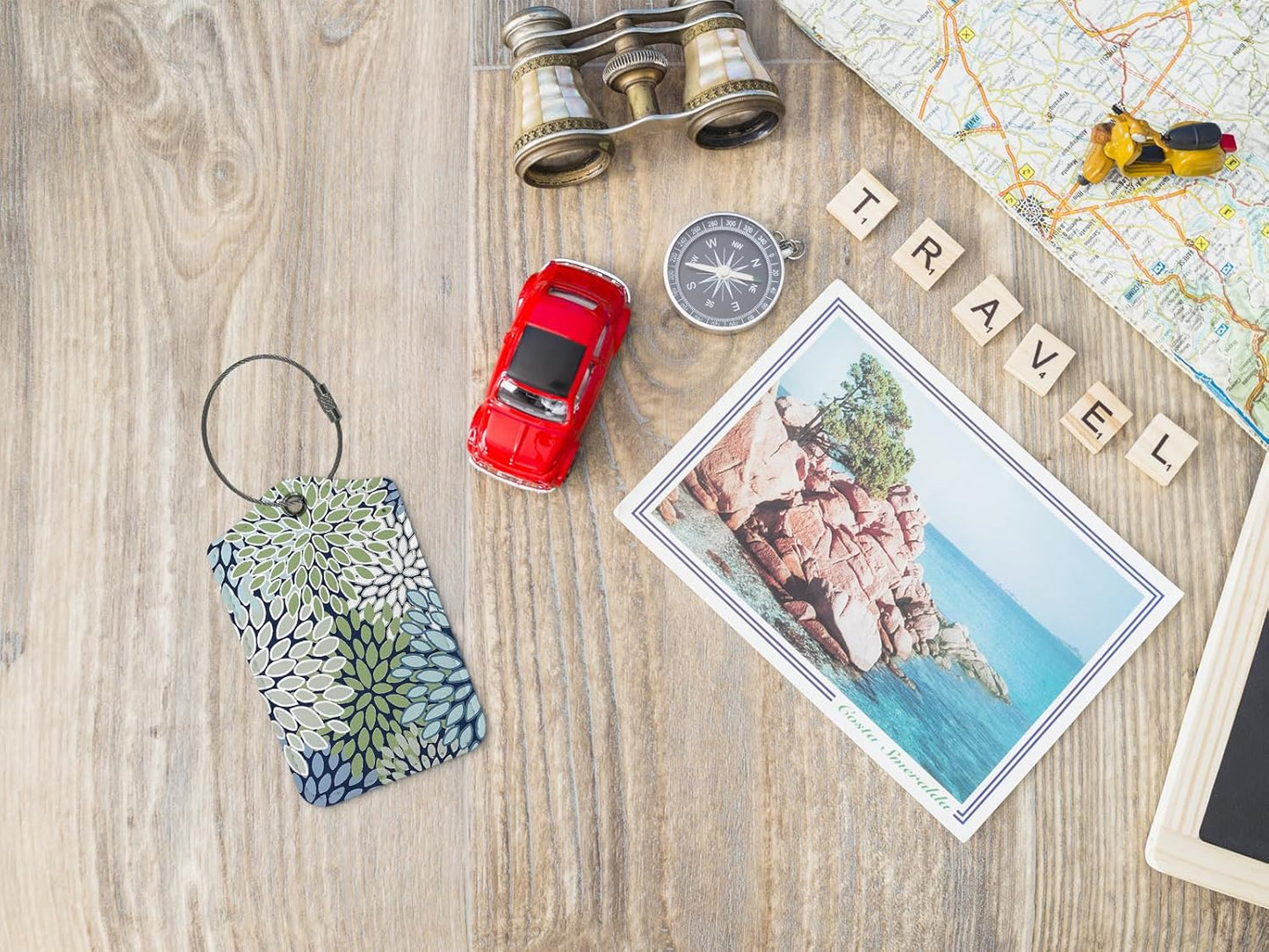 Boho Flower Luggage Tags for Suitcases,2 Pack Travel Suitcase Tags,Traveling Accessories,Baggage Tag Label with Steel Loop,Boho Lover Gifts