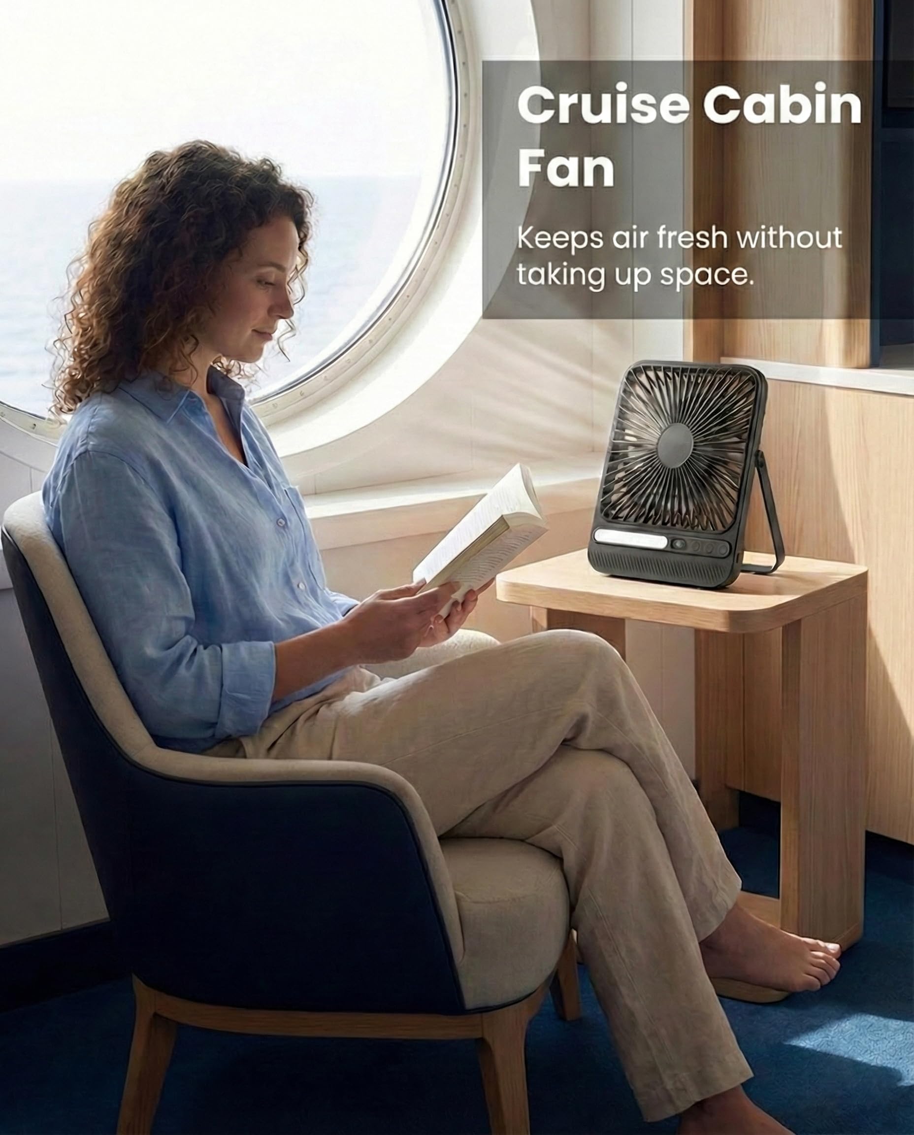 BIVBTP 8000mAh Portable Travel Fan,7in 28hrs Ultra-Thin Desk Fan