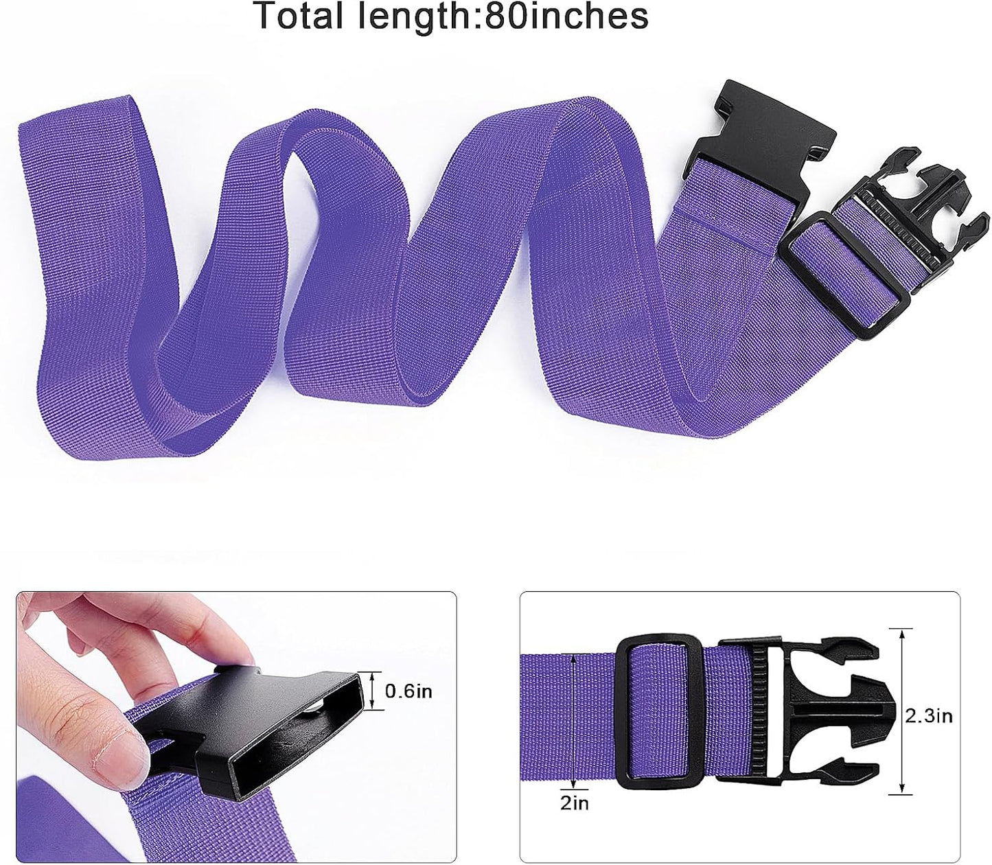 4Pcs Luggage Straps for Suitcase Travel Accessories TSA Approved, 80In Long Belts to Keep Your Suitcase Secure, Adjustable Bag Straps with Quick-Release Buckle for Travel Bag Closure, Purple