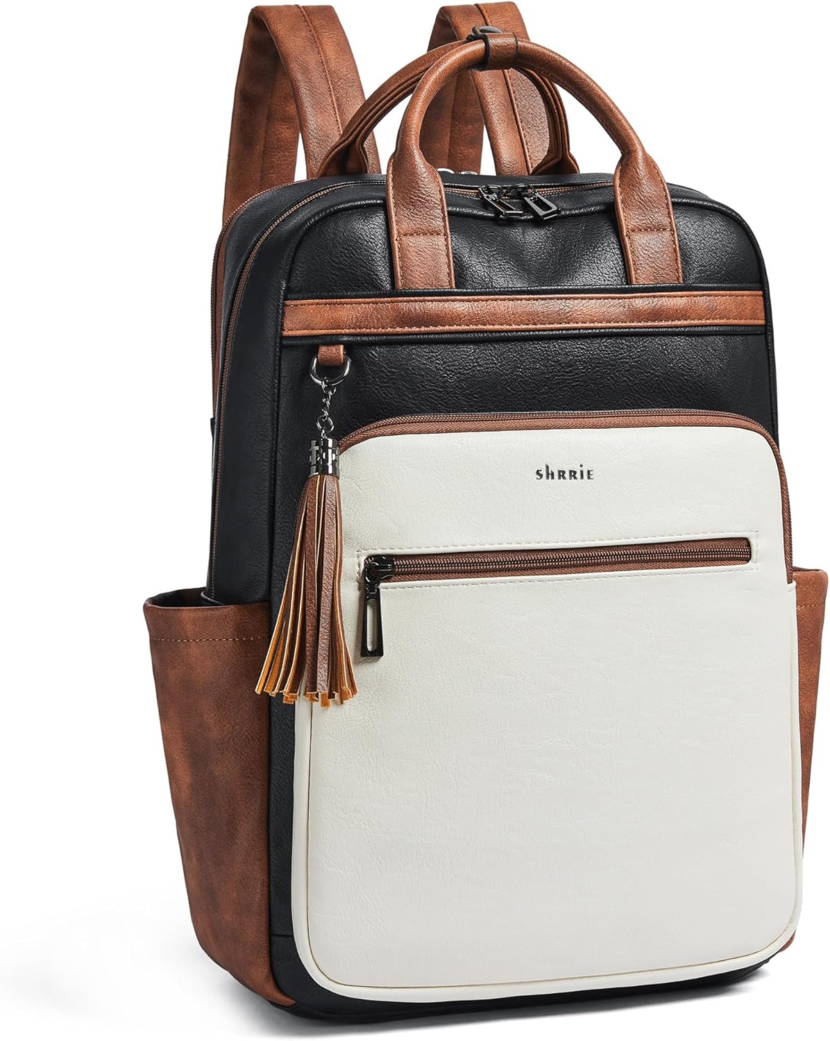 Shrrie Laptop Backpack for Women 15.6 inch Travel Leather Backpack Purse Work Computer Backpacks