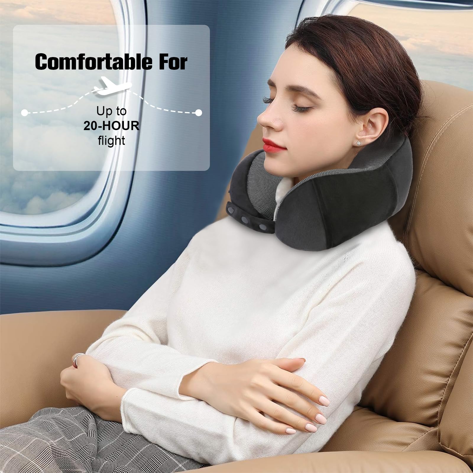 Cirorld Neck Pillow for Traveling, Travel Pillows for Airplanes,100% Pure Memory Foam Travel Neck