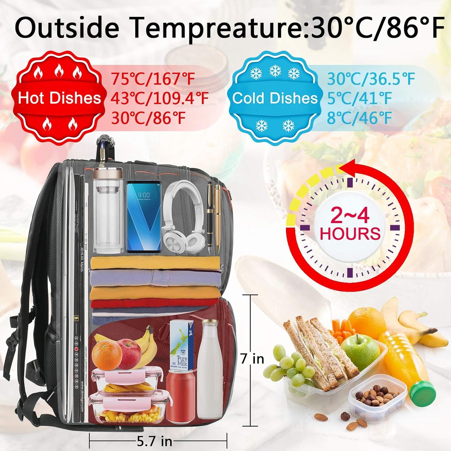 VECKUSON Lunch Bag Backpack, Insulated Cooler Lunch Box, Extra Large 17.3 inch Laptop Backpack with