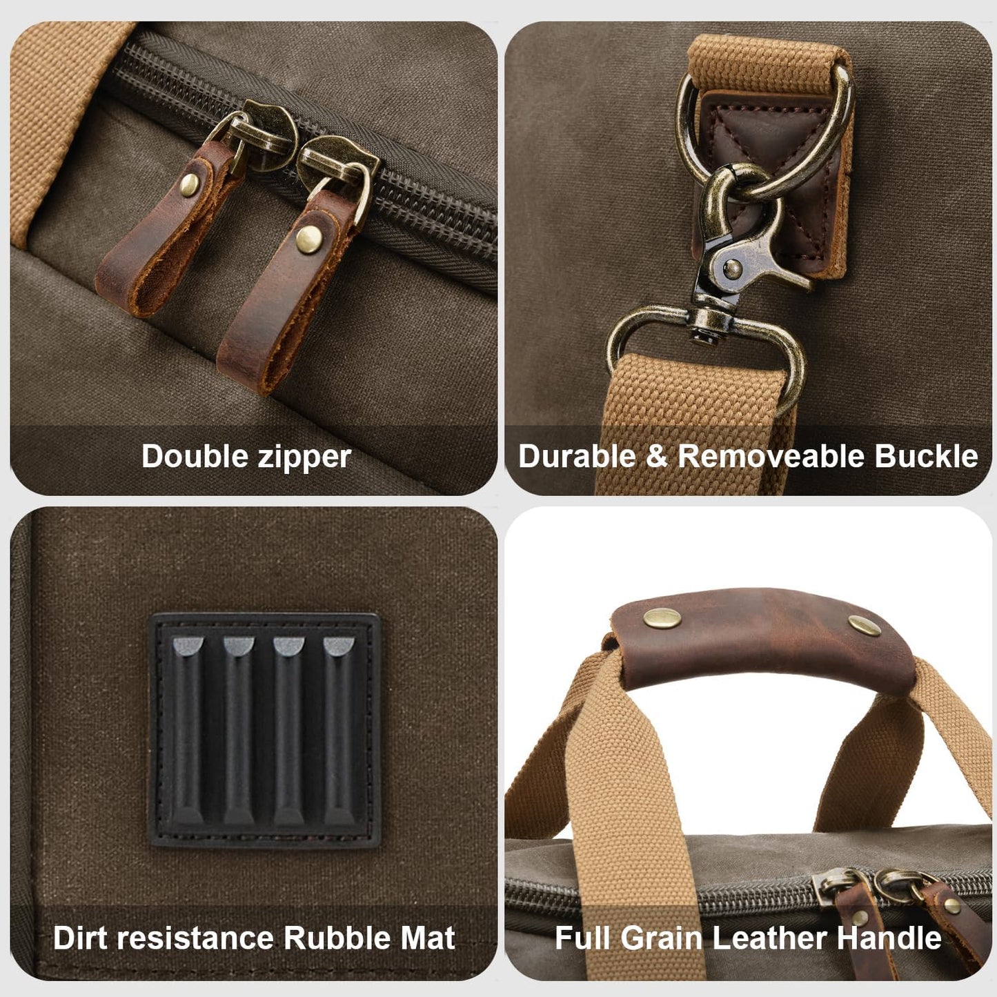 Waxed Canvas Duffel Bag 50L Waterproof Duffle Bag Travel Overnight Weekender Bag
