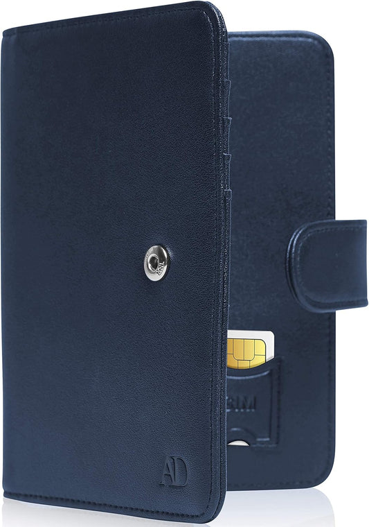 Passport Holder Cover Wallet RFID Blocking - Handmade Leather Passport Case Travel Document Organizer For Men & Women Navy Blue