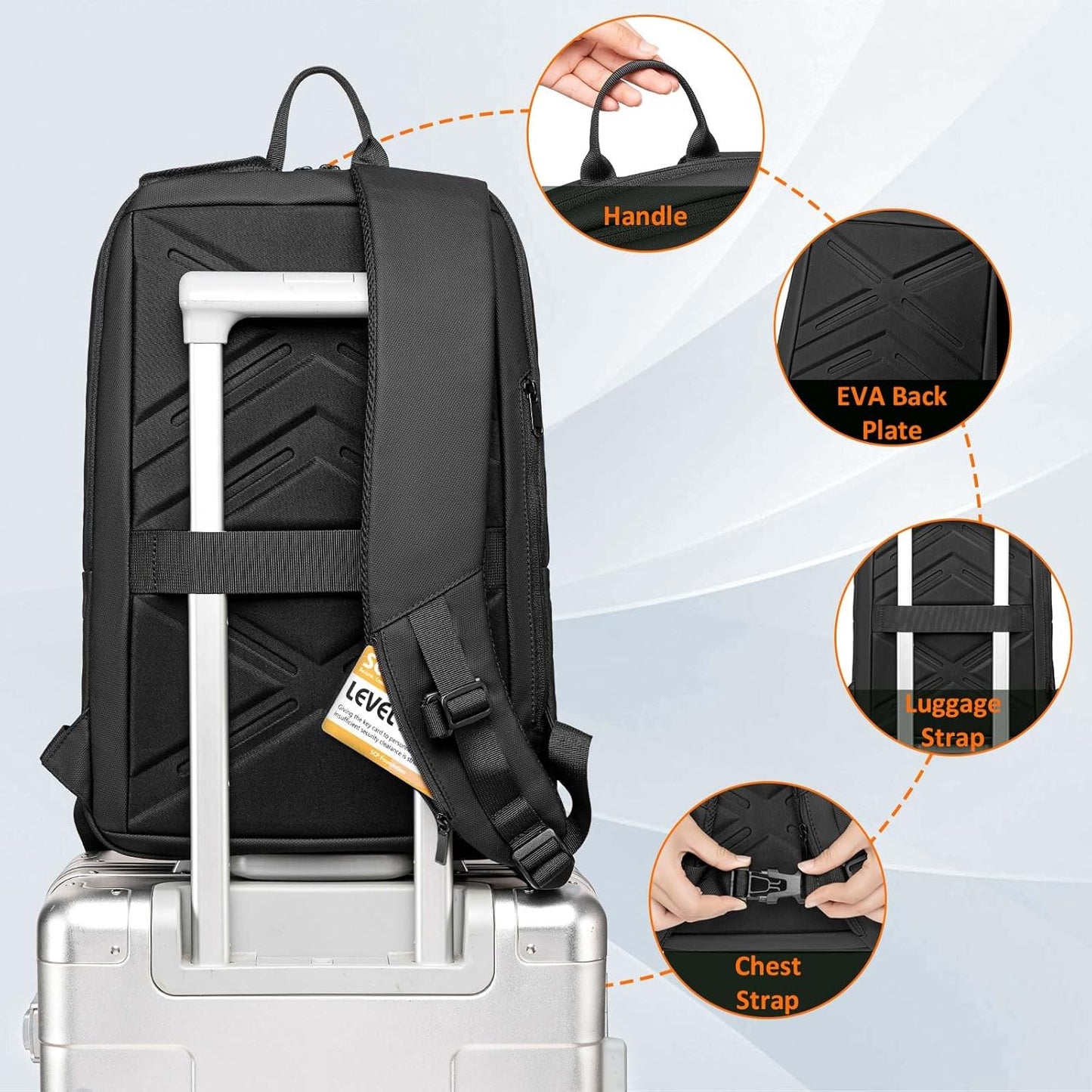 FENRUIEN Work Backpack for Men, Water Resistant Expandable Backpack with USB C Charging Port, Black 15.6 Laptop Backpack
