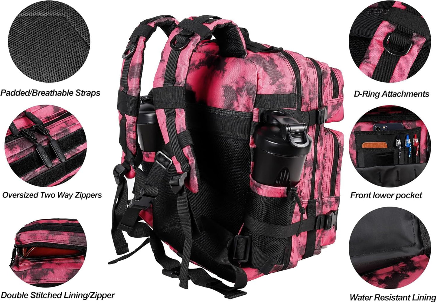 LHI Tactical Military Backpack for Men and Women 25L/35L Army Assault Pack Bag Small Rucksack with Bottle Holder