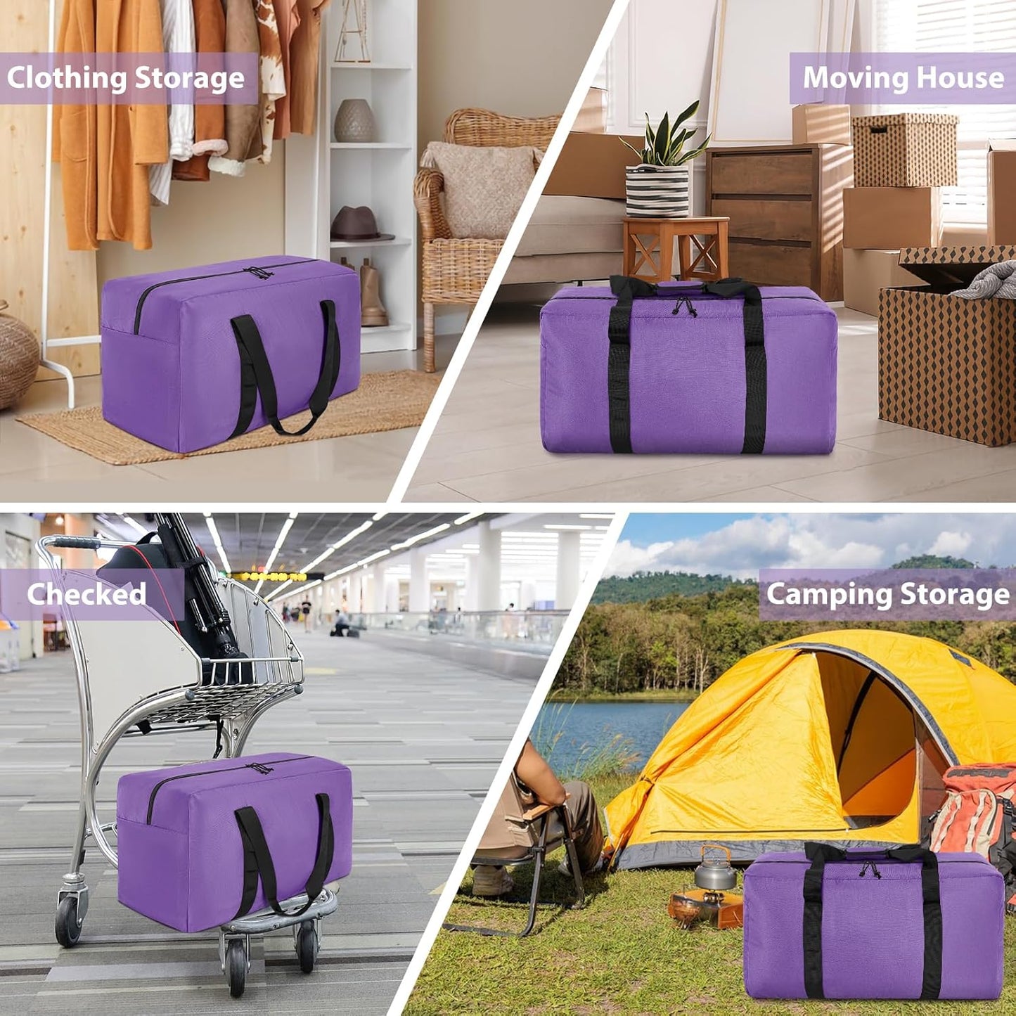 Large Travel Duffle Bag, 80L Gear Bag for Men and Women, Storage Bag Ideal for Overnight Camping and Weekend Getaways