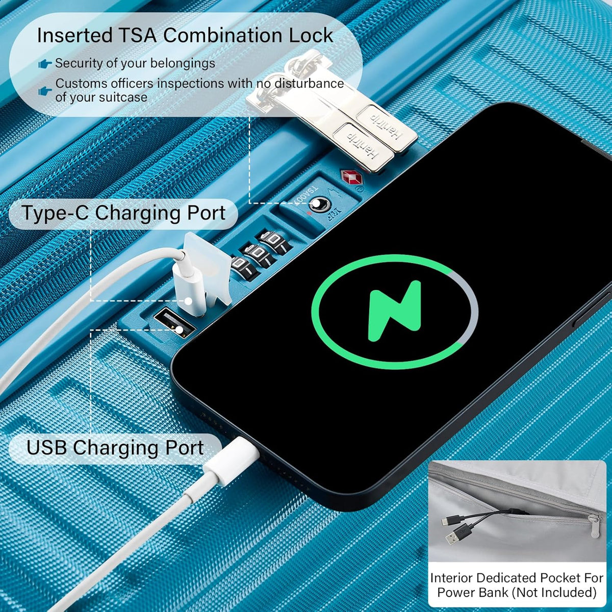 Hard Shell Suitcases Expandable Travel Luggage Sets 3 Piece, Carry on and Check in 3 Piece Luggage