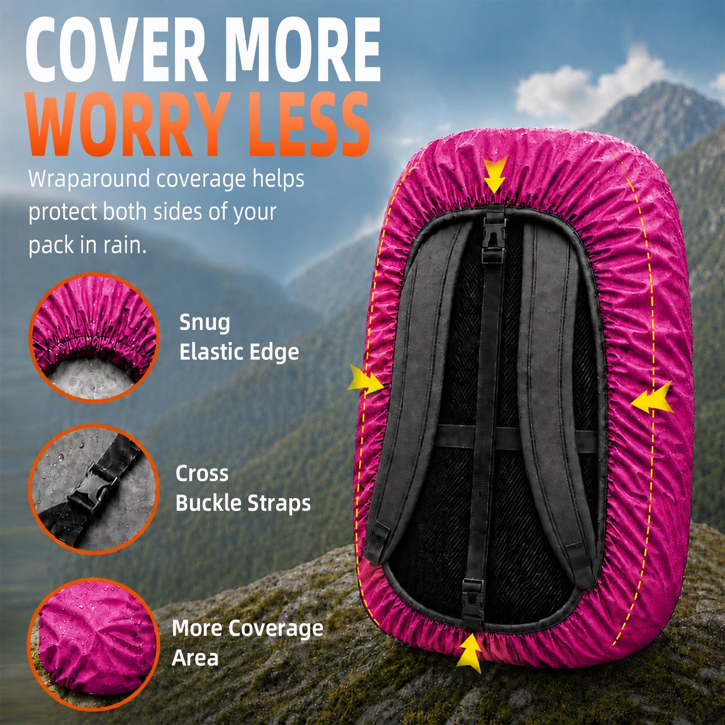 Frelaxy Waterproof Backpack Rain Cover, Pack Covers for Hiking, Travel