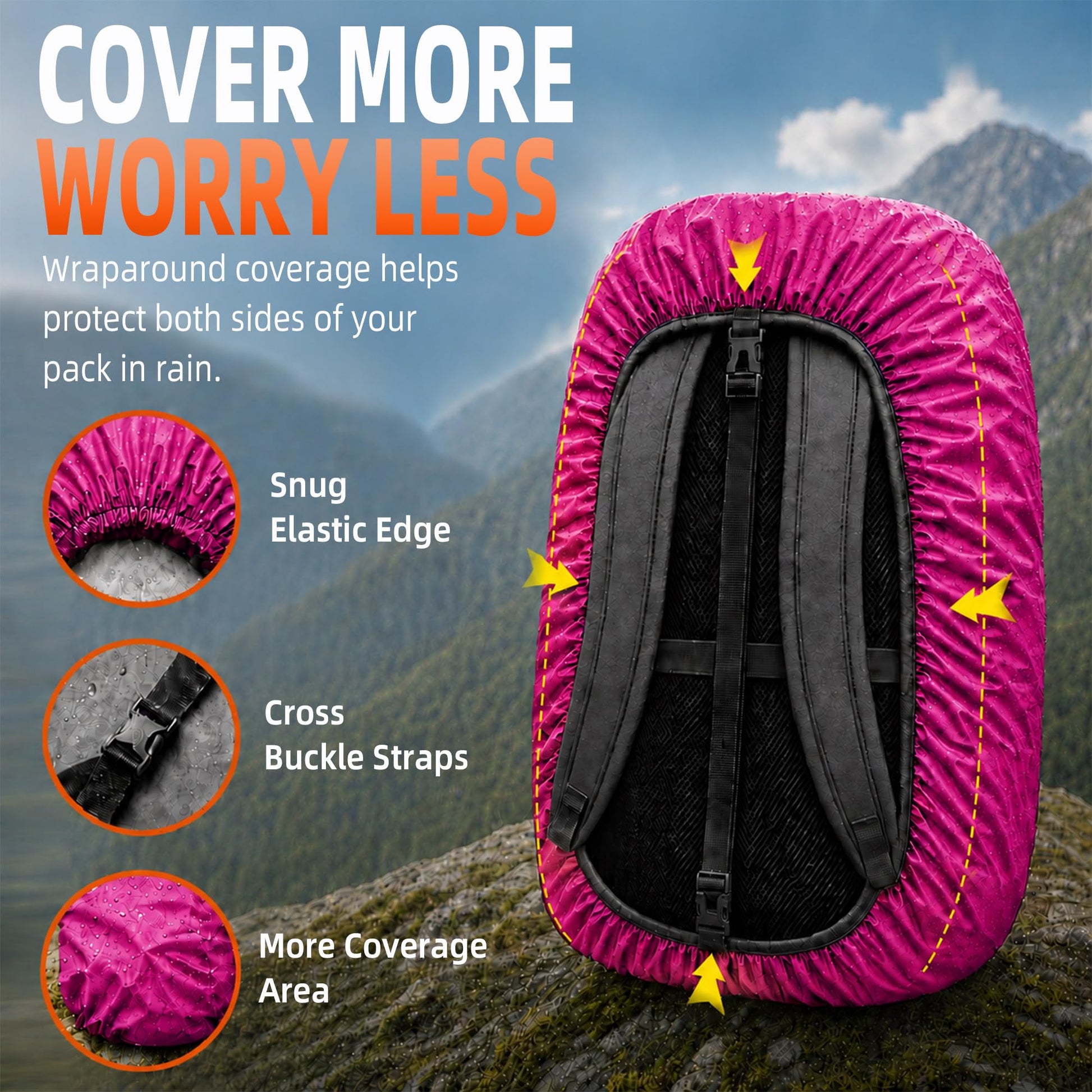 Frelaxy Waterproof Backpack Rain Cover, Pack Covers for Hiking, Travel