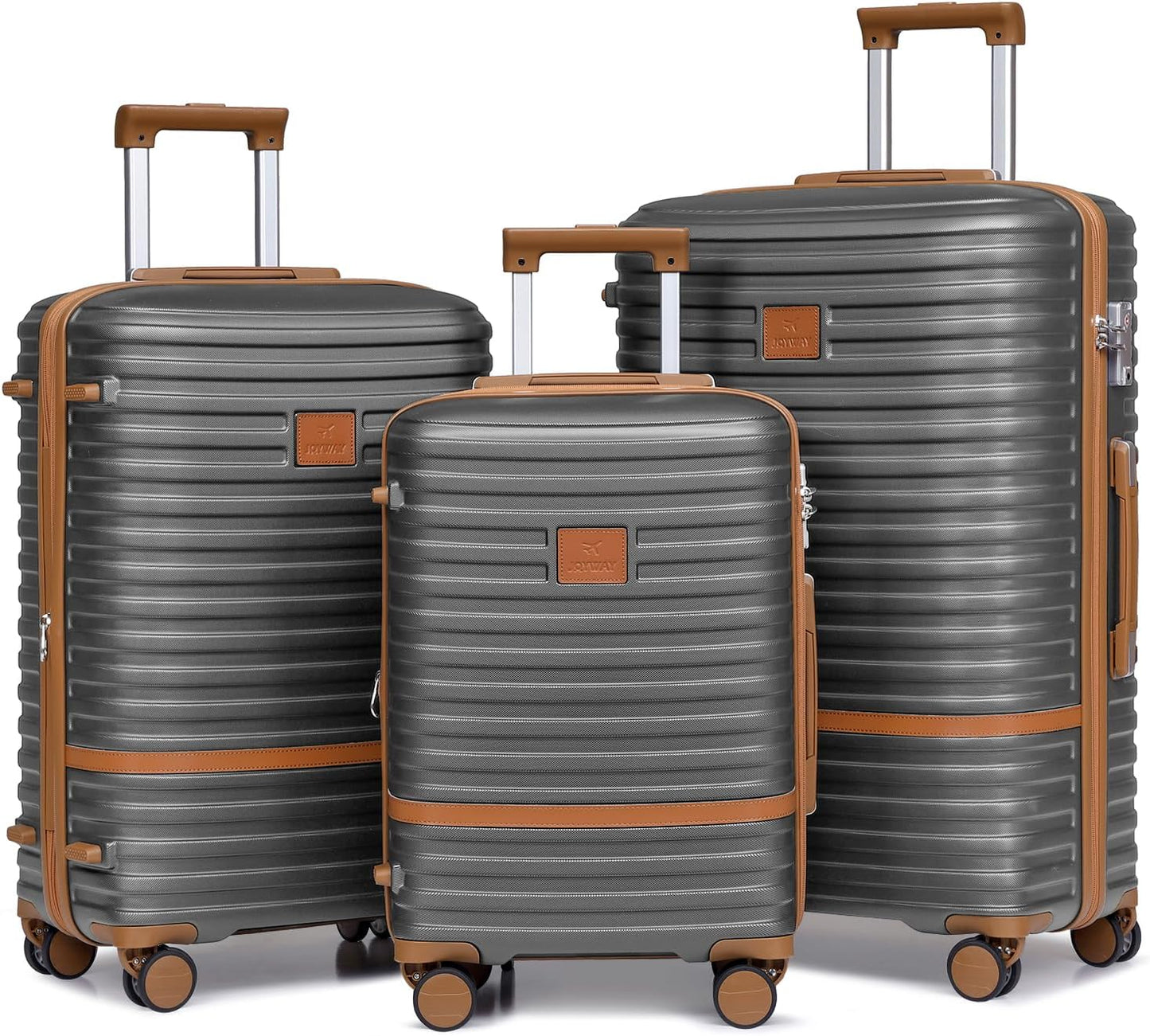Joyway Luggage Set 3 Piece Suitcase Sets with Spinner Wheel,Hardside Expandable Travel Laggage with TSA Lock (20/24/28,Grey)