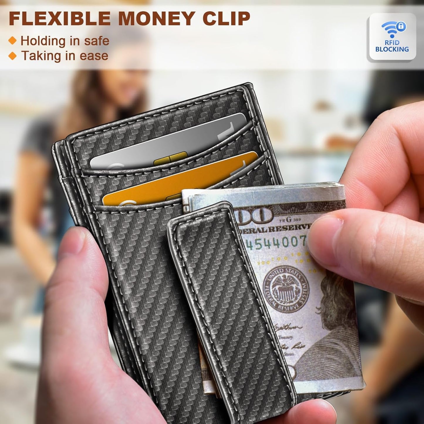 BULLIANT Magnetic Closure Slim Wallet-Genuine Leather Front Pocket Wallet for Men,RFID Blocking,Holds 12 Cards and Money Clip