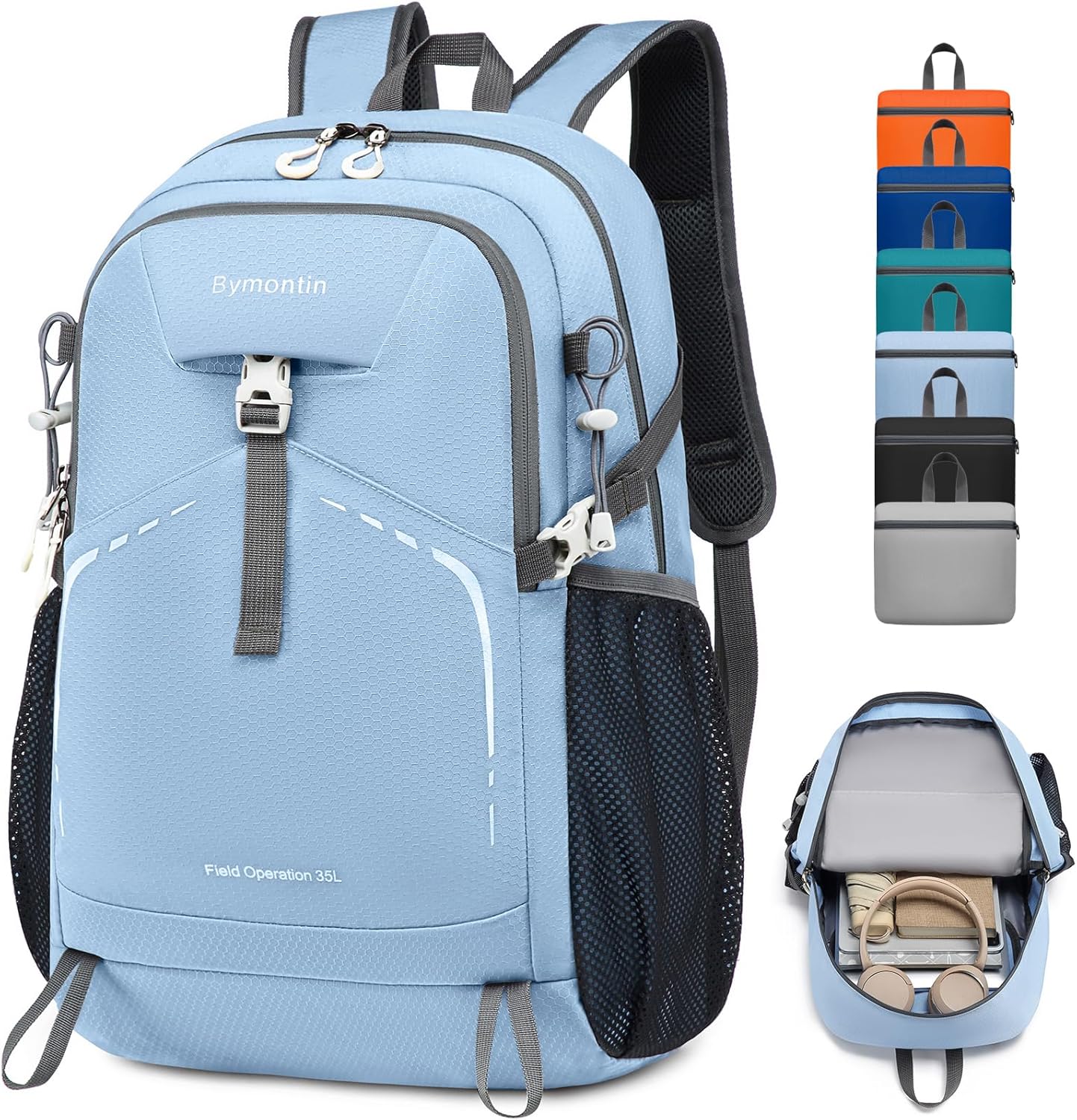 35L Lightweight Packable Backpack – Durable Foldable Daypack for Travel, Hiking, and Gym (Sky-Blue)