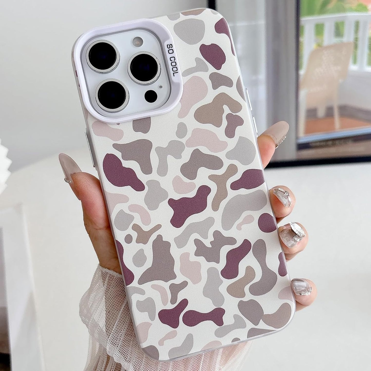 for iPhone X Case & iPhone Xs Case, Vintage Camo Pattern Design for Men Boys Teens, Cool Camouflage Shockproof Protective Cover for Girls Women - White