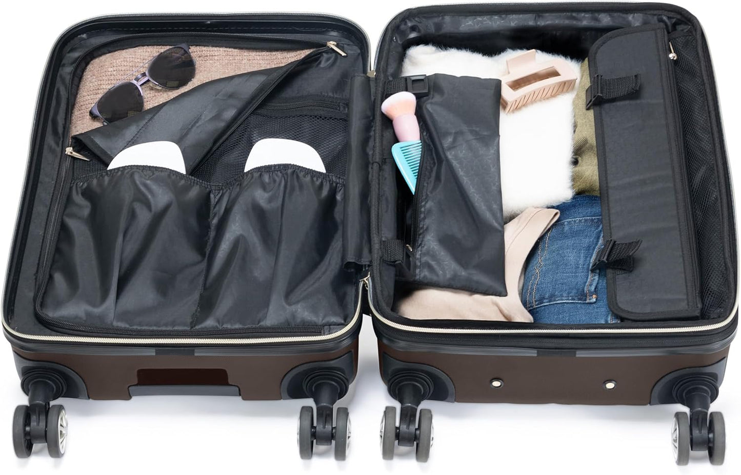 Kenneth Cole REACTION Madison Square Lightweight Hardside Chevron Expandable Spinner Luggage, Chocolate Brown, 28-Inch Checked