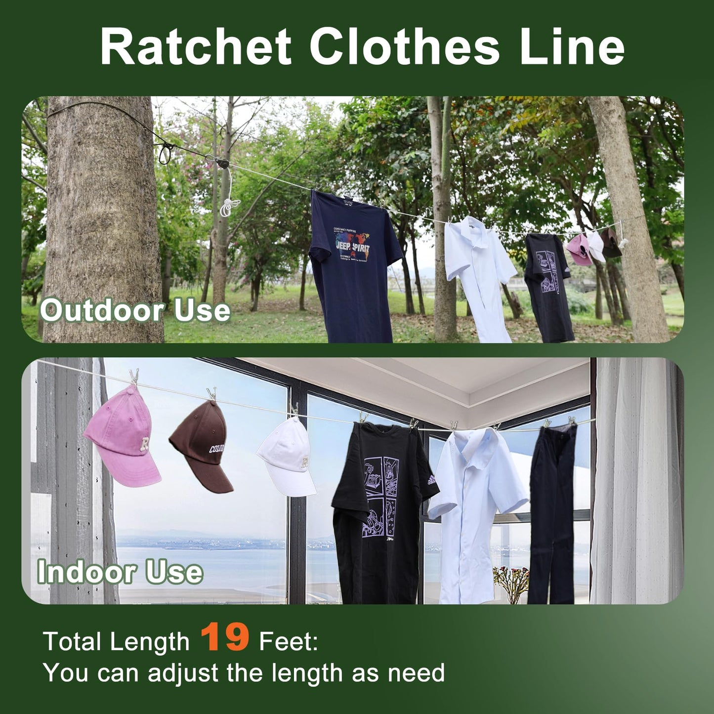 Vigorport Retractable Travel Clothesline, Portable Clothes Laundry Line