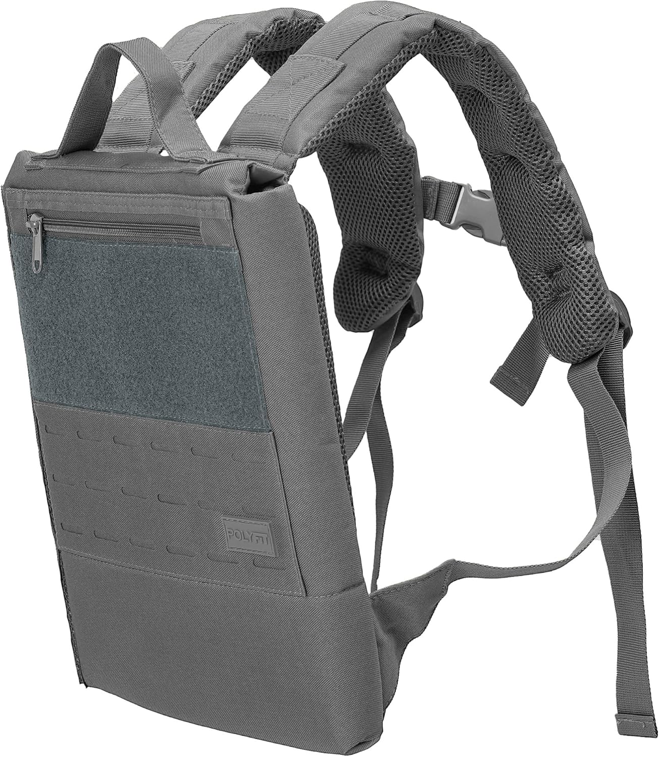 Polyfit Rucking Backpack 2.0 - Weighted Ruck Pack for Weight Plates - Patent Pending Side-Loading Rucksack for Walking, Running, Rucking, Strength and Endurance Training - Grey