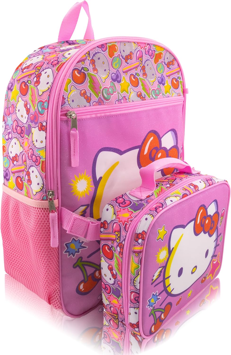 Sanrio Hello Kitty Backpack With Lunch Box for Kids | Insulated Lunch Bag Lunch Box for Girls, Boys, Toddlers | Backpack for School and Reusable Lunchbox with Matching Headphones and Water Bottle