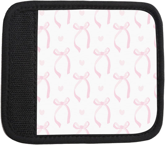 2 Pack Luggage Handle Wrap Travel Tags - Set of Luggage Tags for Suitcases, Identifiers, Marker, and Handle Covers - Cruise Accessories and Travel Gifts（Cute Pink Bow