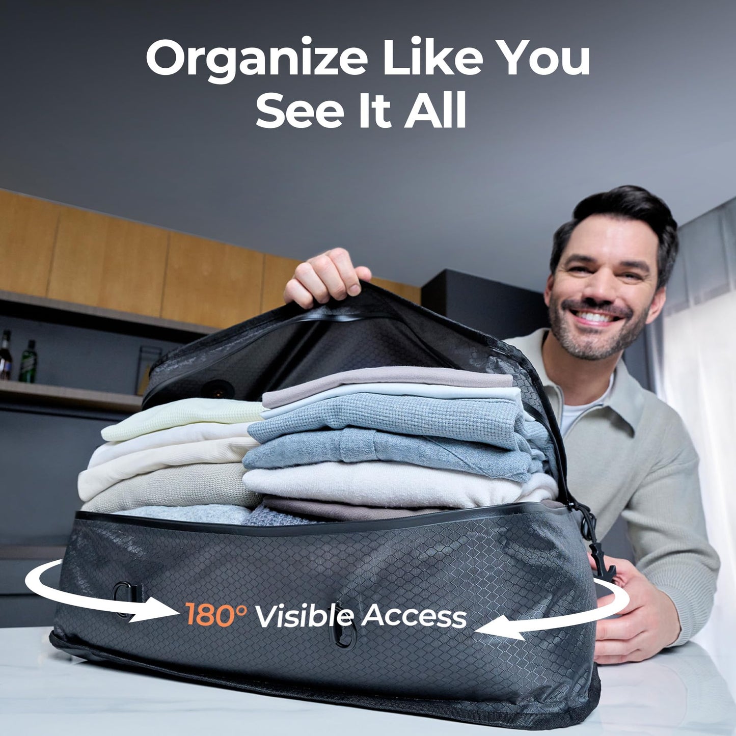 Relime Apex Series Vacuum Bags for Travel Luggage, 180° Open, Reusable Compression Bags for travel