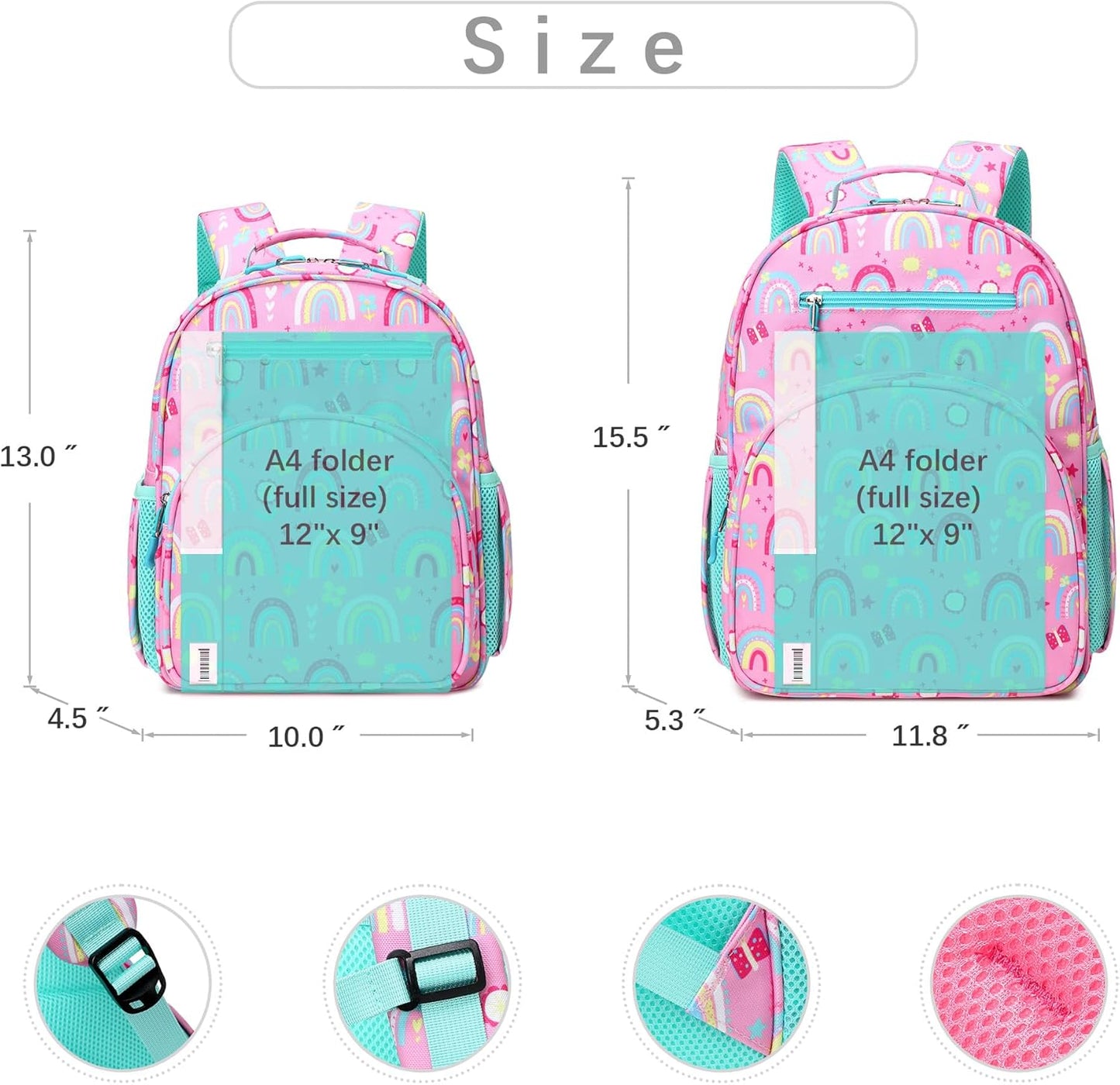 abshoo Cute Lightweight Kids Backpacks for Girls Kindergarten Elementary School Backpack for Girls ages 4-8 (Rainbow Pink)