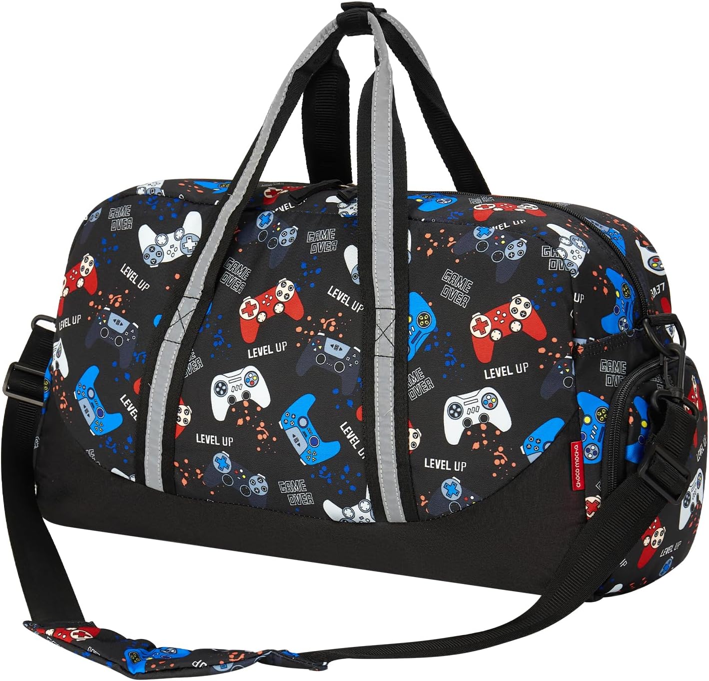 Choco Mocha Kids Duffle Bag Boys - Gaming Weekender Overnight Bags for Boy, Black