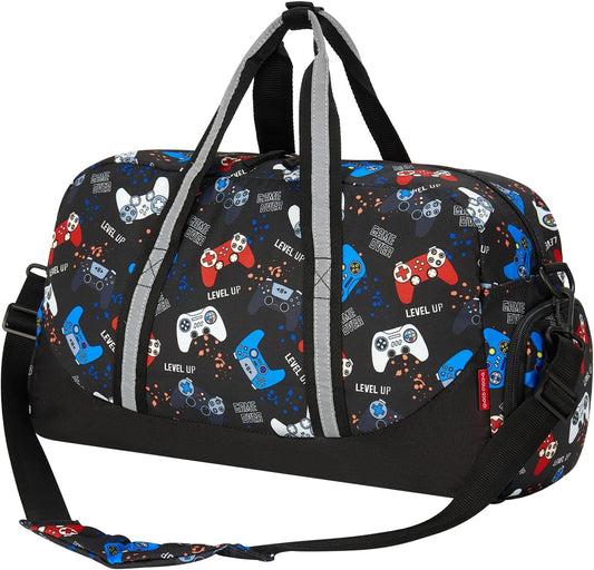 Choco Mocha Kids Duffle Bag Boys - Gaming Weekender Overnight Bags for Boy, Black