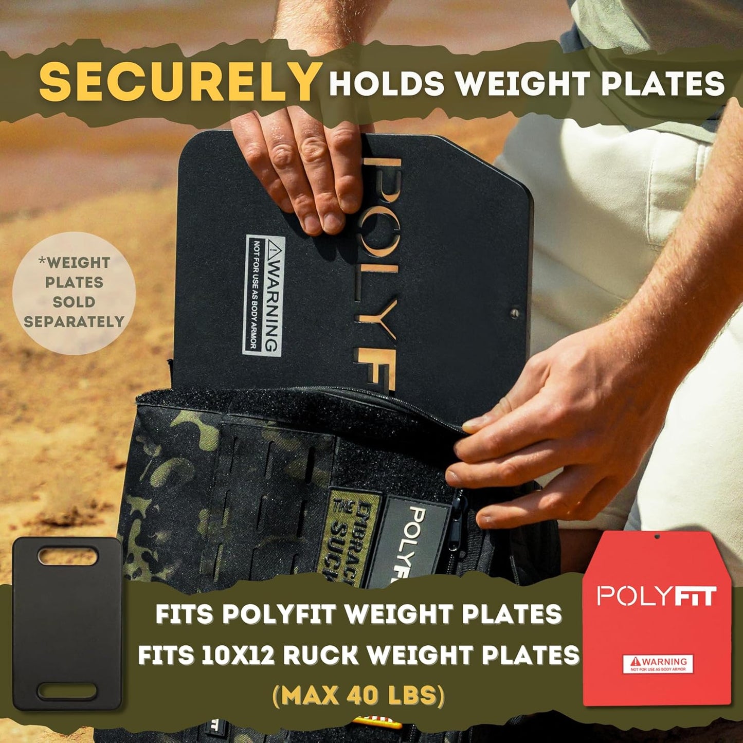 Polyfit Rucking Backpack 2.0 - Weighted Ruck Pack for Weight Plates - Patent Pending Side-Loading Rucksack for Walking, Running, Rucking, Strength and Endurance Training - Camo