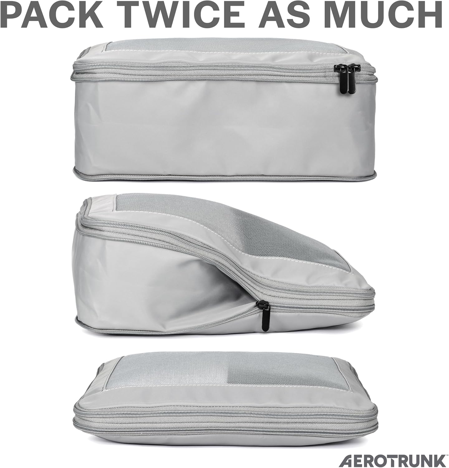 Aerotrunk Compression Packing Cubes for Travel - Luggage Organizer Bags - Double Zipper Packing