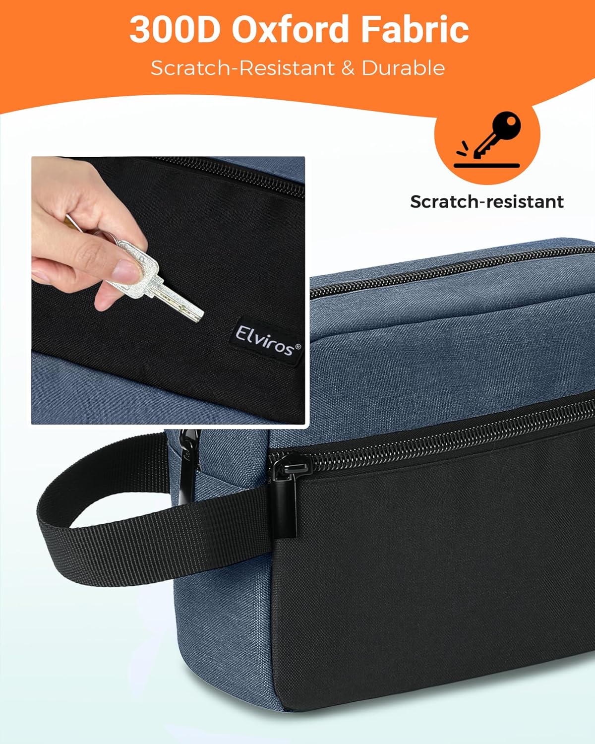 Elviros Travel Toiletry Bag for Men Hanging Toiletries Dopp Kit Small Bathroom Hygiene Tool and Medicine bag for Traveling Essential Shaving Pouch (Blue&Black)