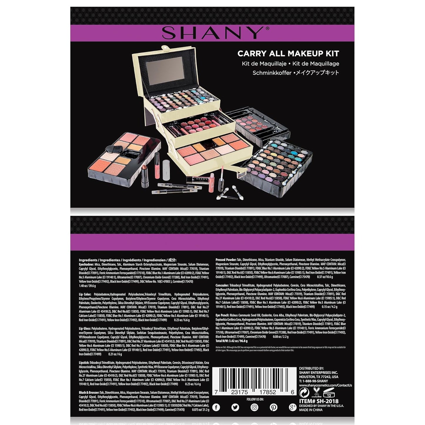 SHANY All In One Makeup Set, 67 Colors Eyeshadow, Blushes, Face Powder, Lipstick, Eye liners, Make up Pencils and Cosmetics Mirror - Makeup Kit With Reusable Beauty Organizer Train Case - White