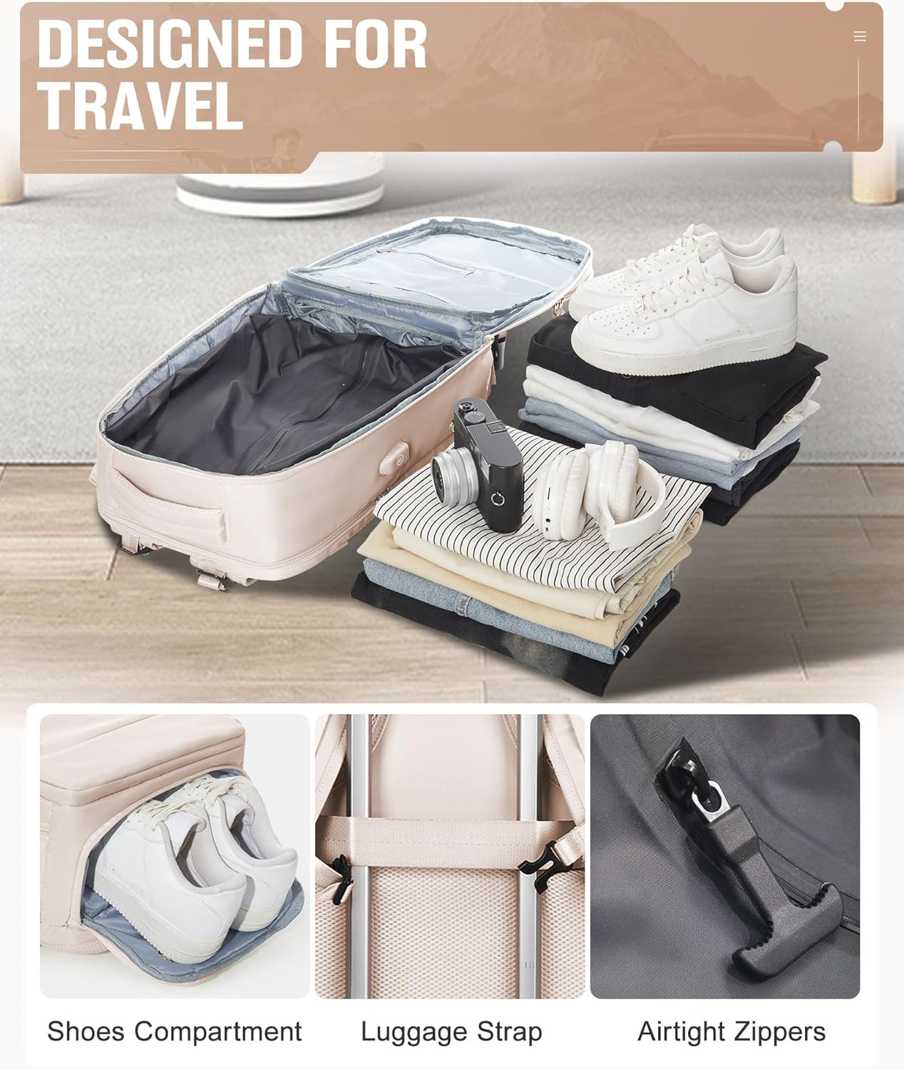 Vacuum Backpack Travel with Pump,Flight Approved 18x14x8 inches Personal Item Travel Bag Travel Backpack with Vacuum System,Flight Approved 18x14x8 inches Laptop Bag,off-white