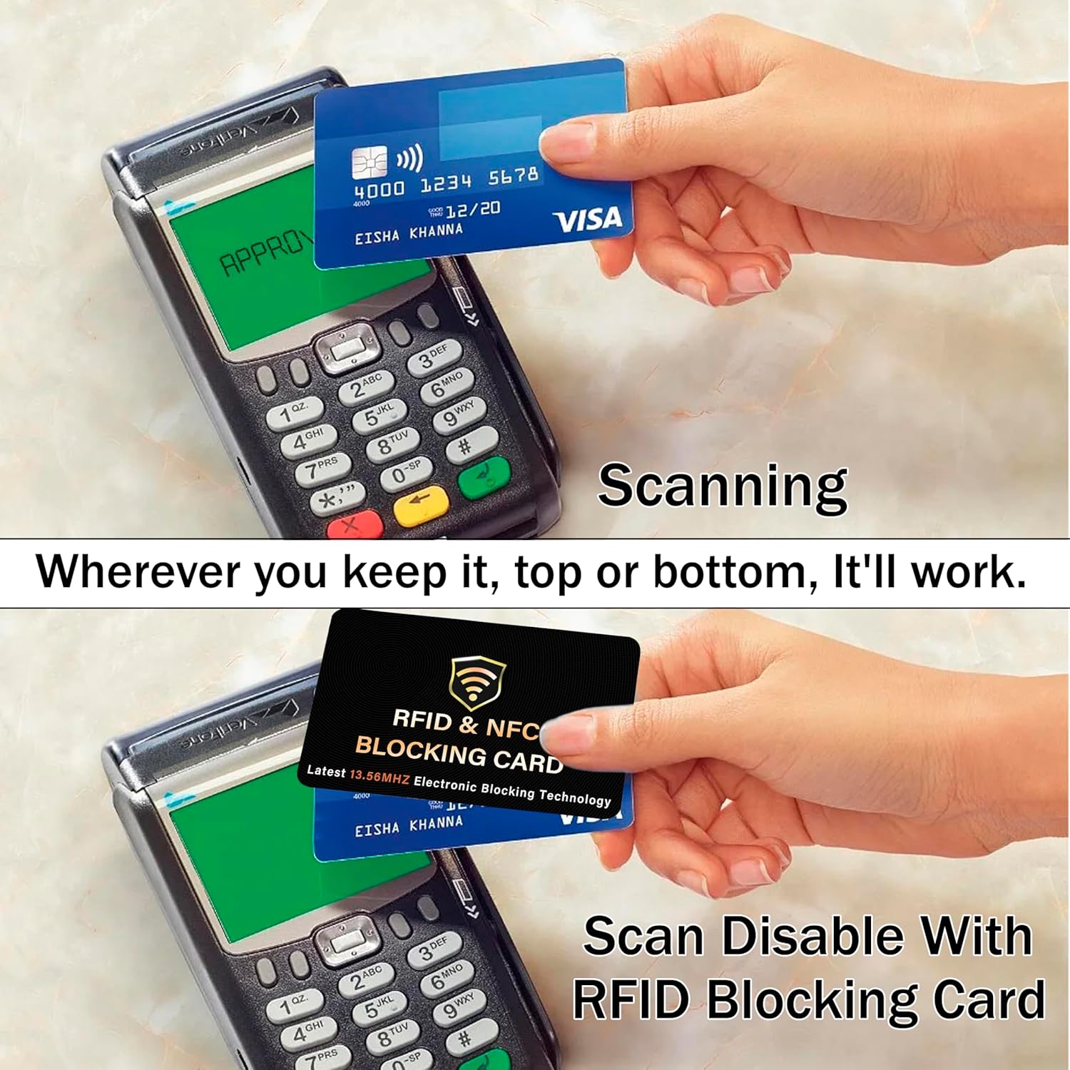 SaiTech IT 3 Pack RFID Blocking Card, One Card Protects Entire Wallet Purse, NFC Contactless Bank