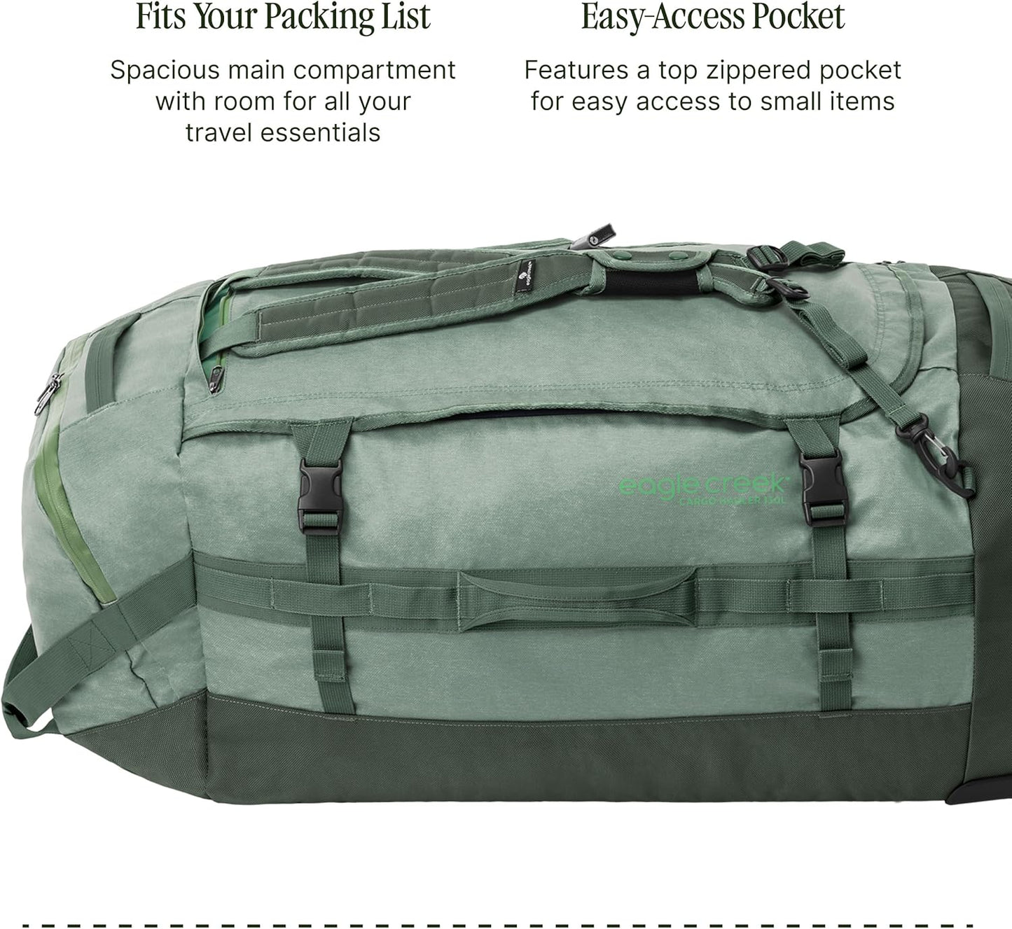 Eagle Creek Cargo Hauler Wheeled Duffel - Durable Duffel Bag for Travel - Easy Access Compartment - Deployable Backpack Straps - Lockable Zipper Opening - Iron Orange - 130L